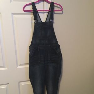 Dark jean overalls
